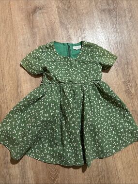 Roolee Green Floral Short-Sleeve Twirl Dress